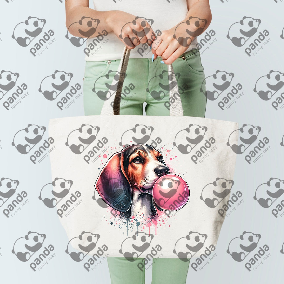 Beagle blowing bubble