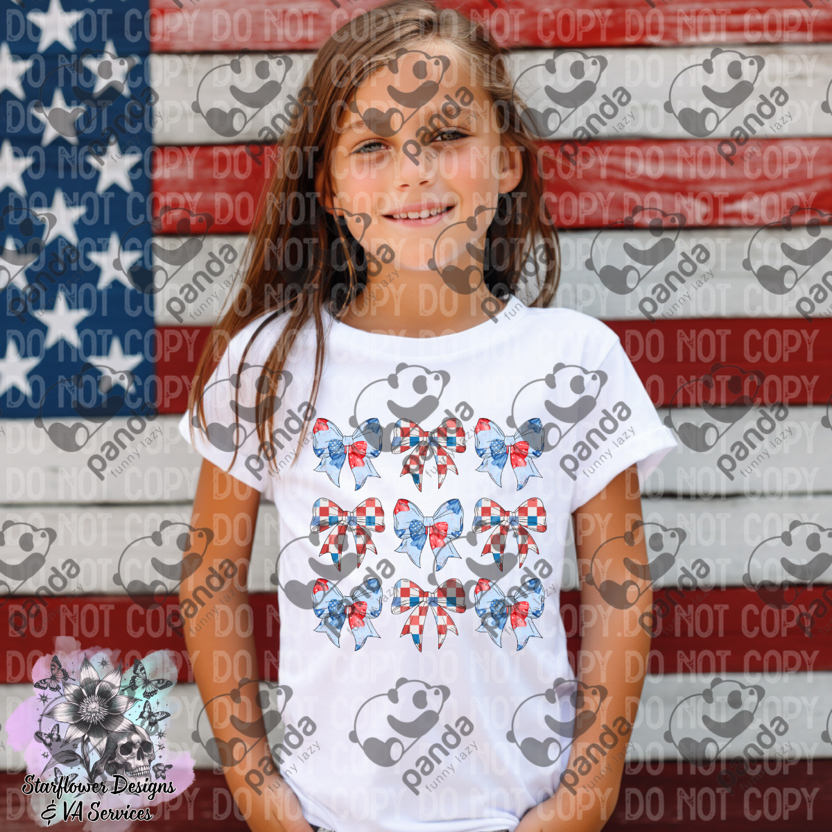 Red white and blue checkered bows