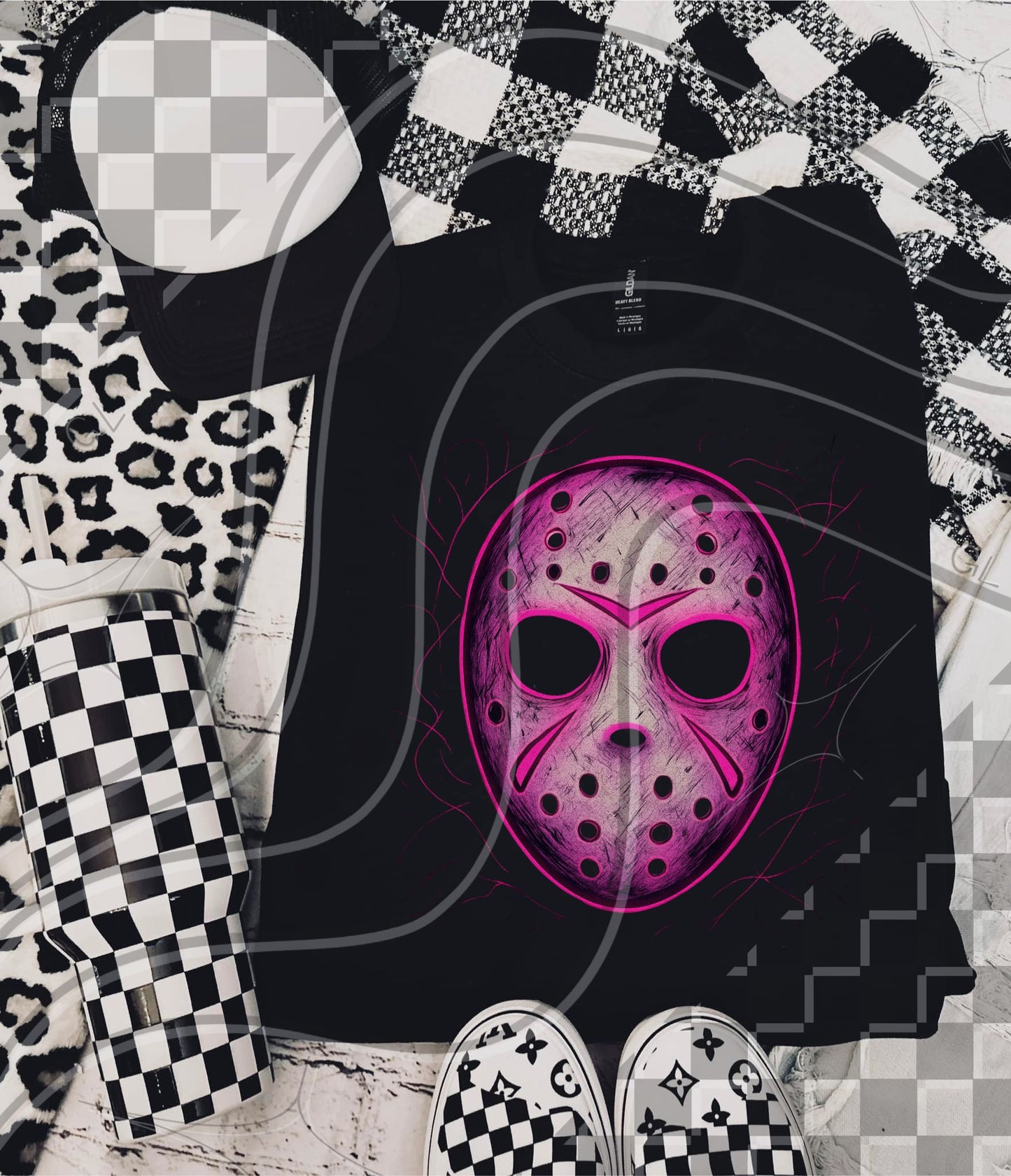 Pink hockey mask