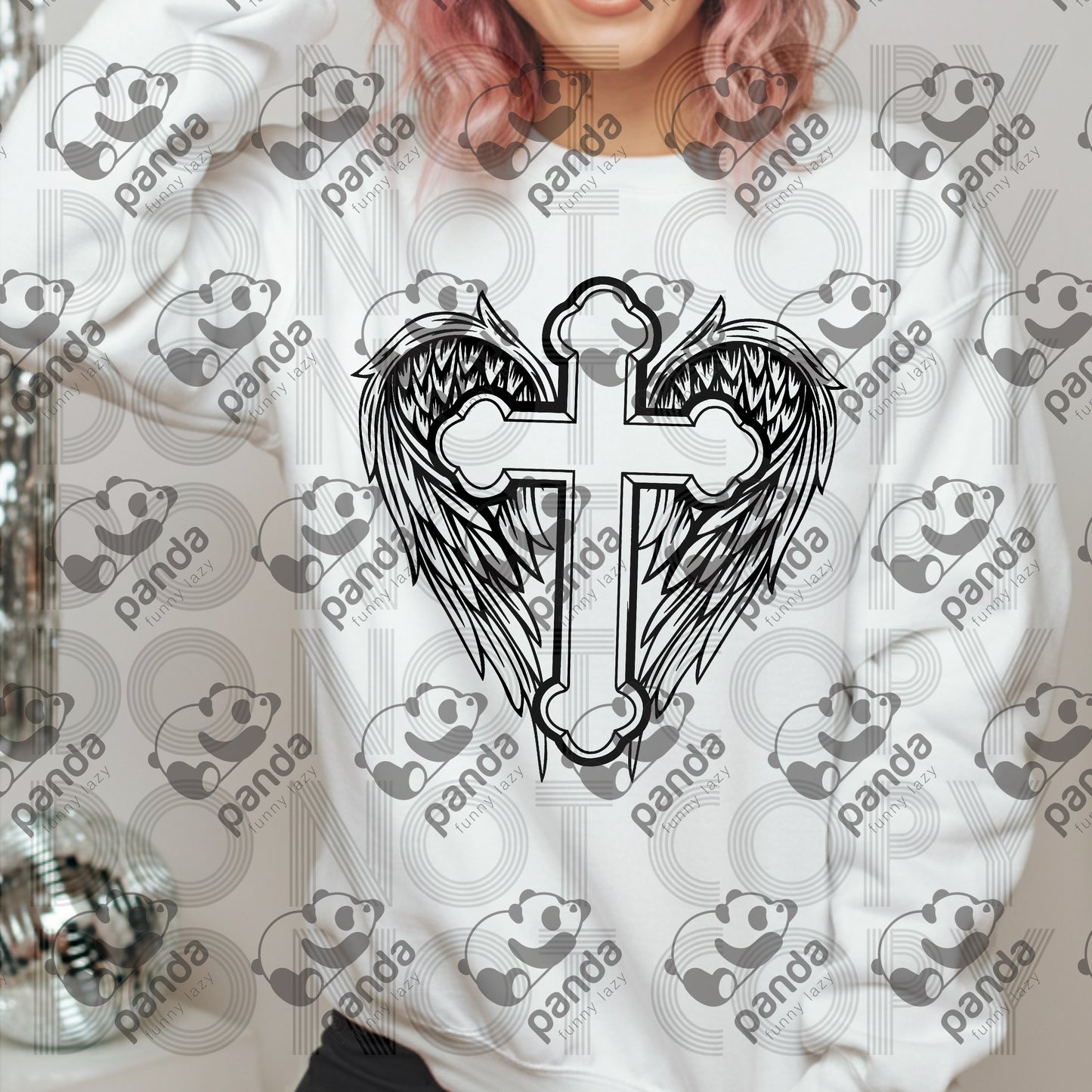 Cross with wings (black)