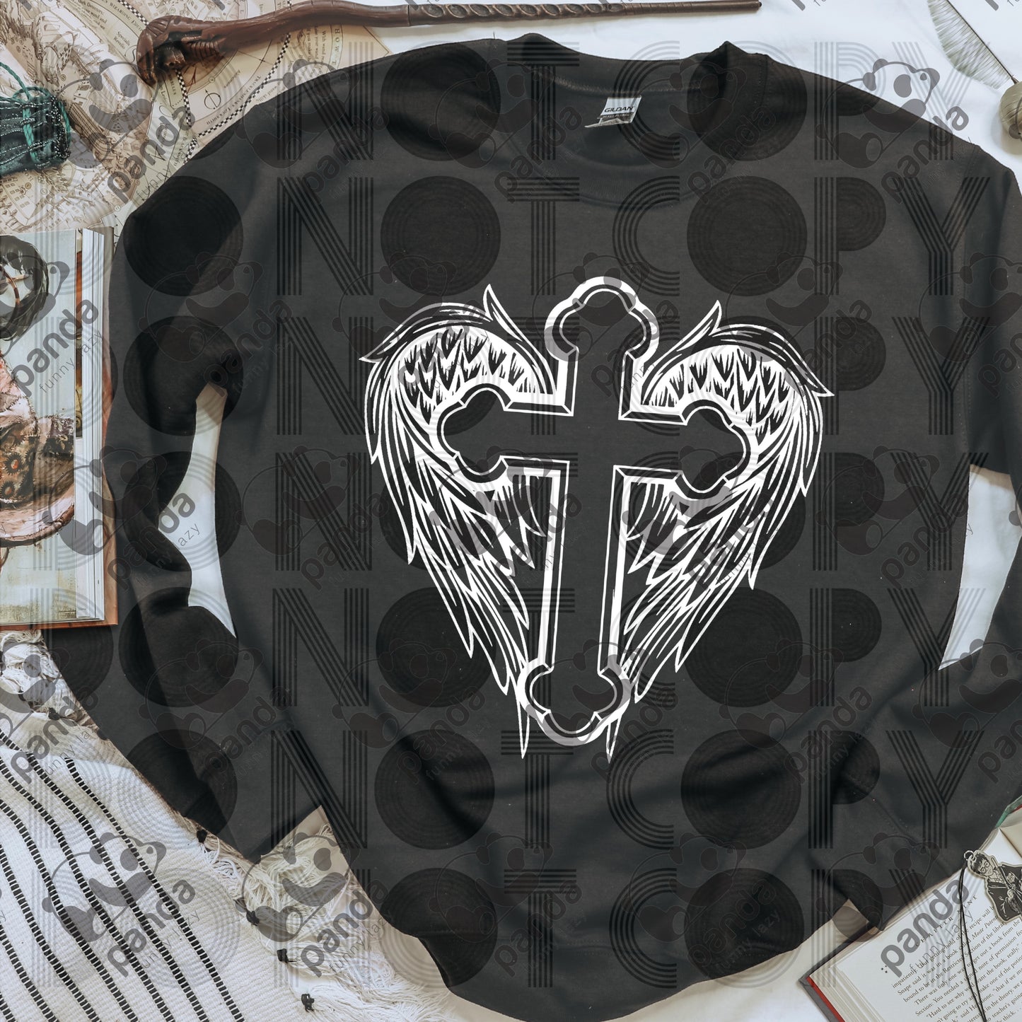 Cross with wings (white)