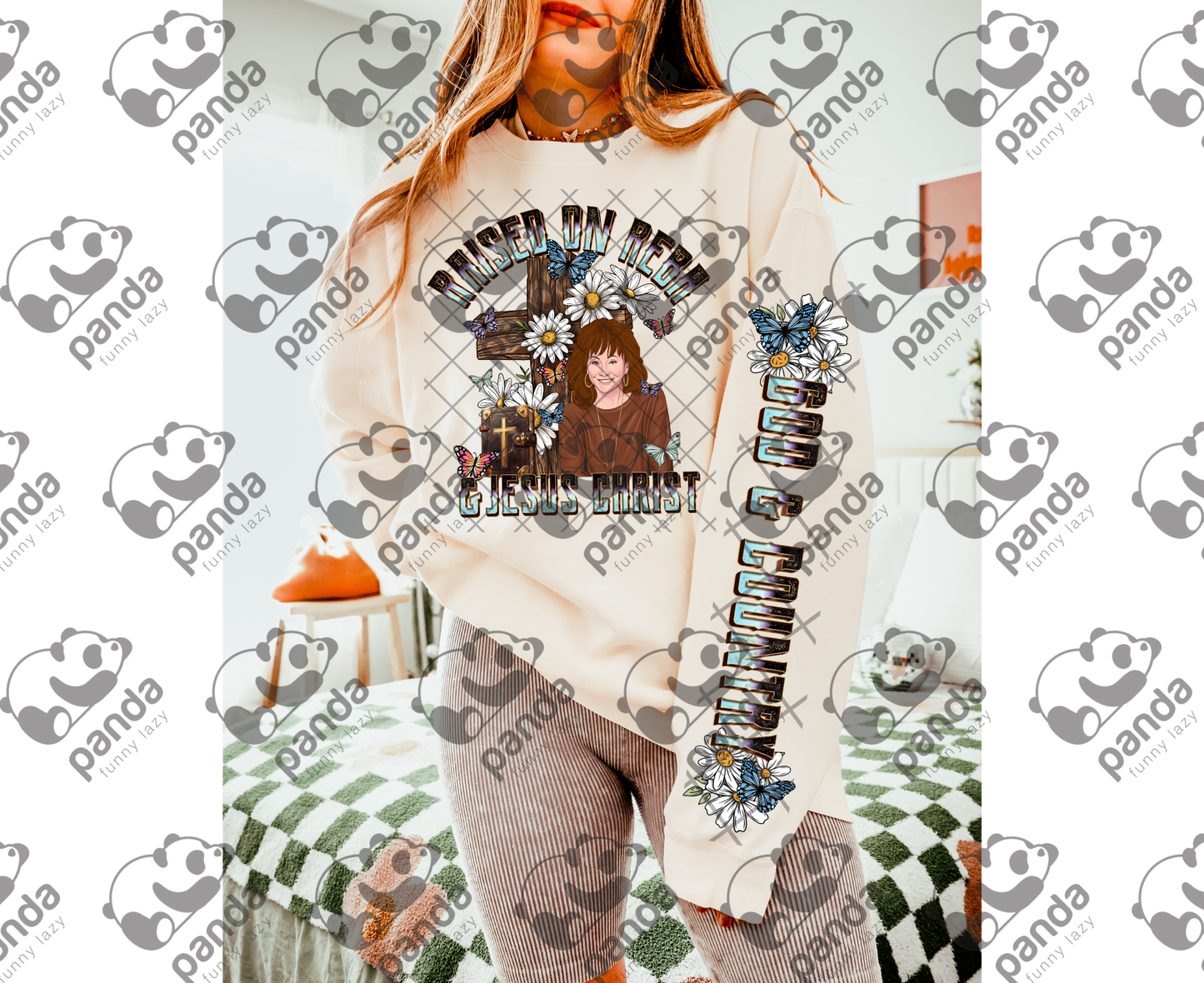 Raised on Reba and Jesus Christ with sleeve option