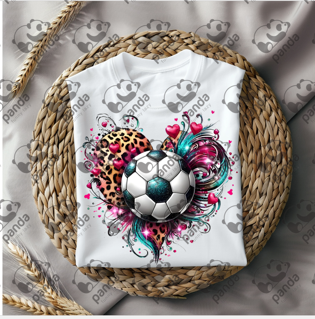 Colorful soccer ball on heart