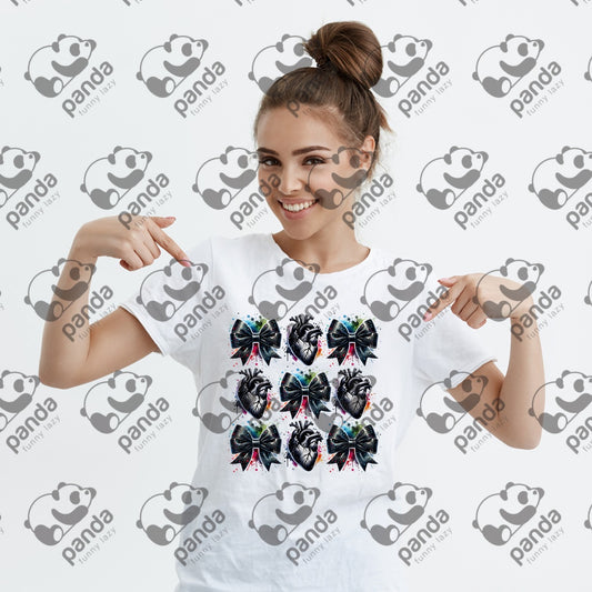 Anatomically correct hearts and black bows