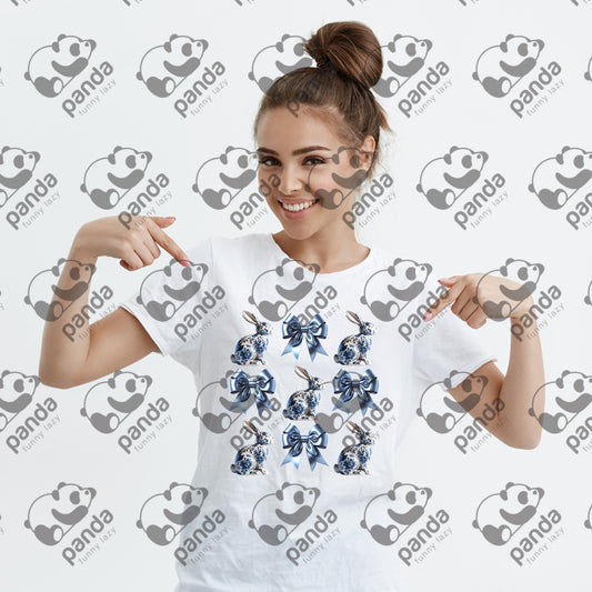 Bunnies and bows (blue)