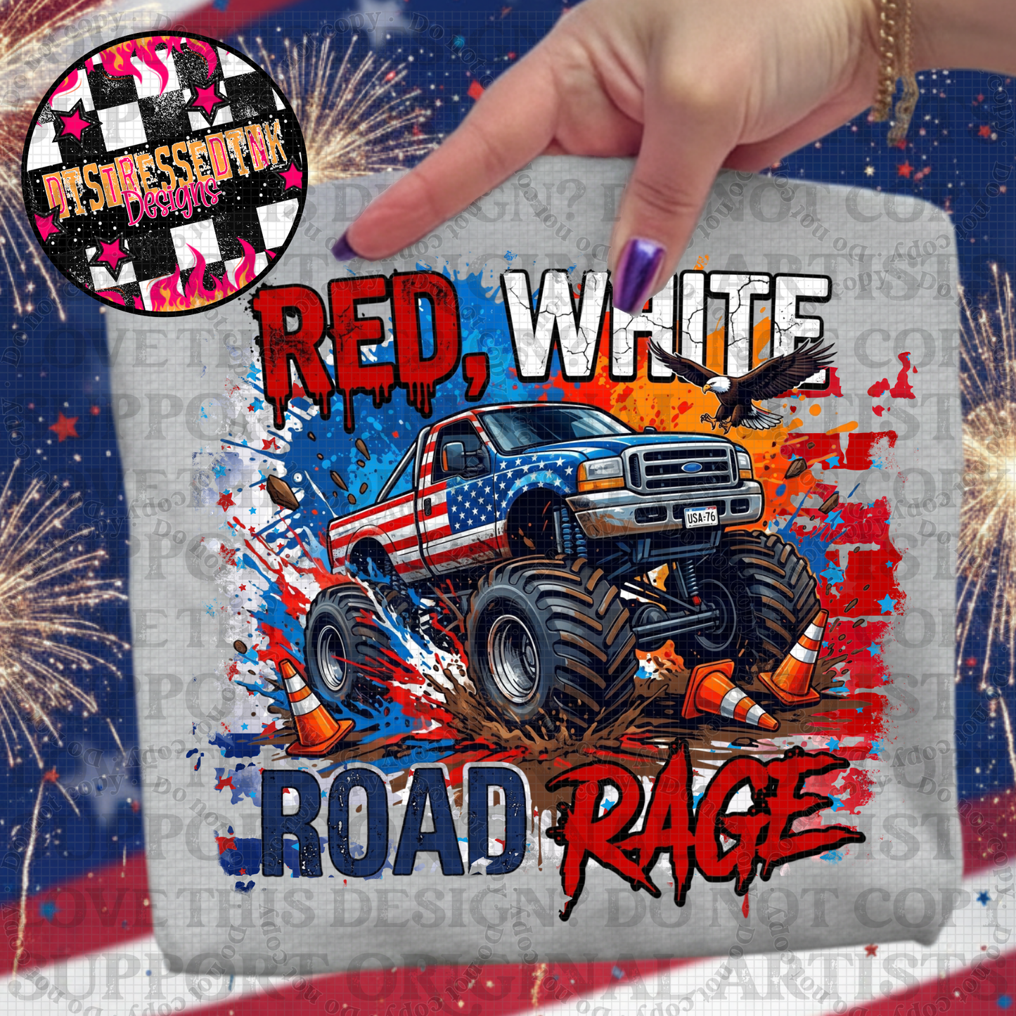 Red, white road rage