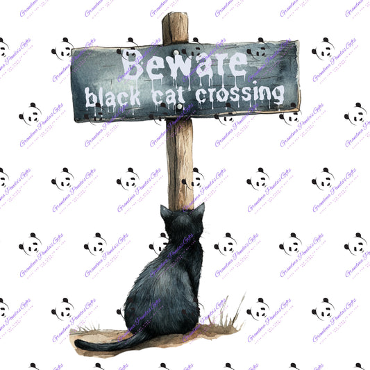 Beware black cat crossing