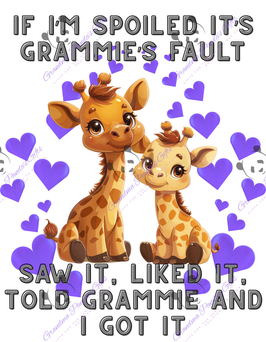If I’m spoiled it’s Grammie’s fault (giraffe)