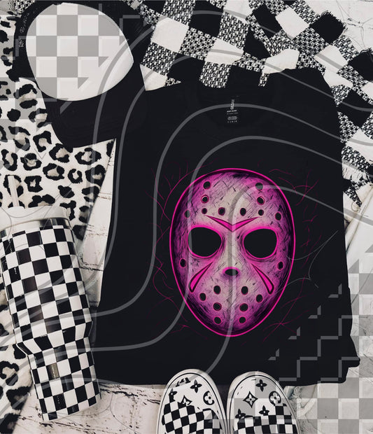 Pink hockey mask