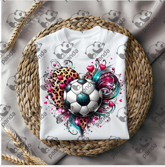 Colorful soccer ball on heart